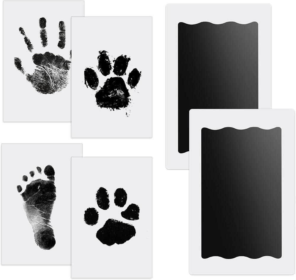 Nabance Baby Handprint Footprint Kit Inkless Print Pads 2 Cards 4 Imprints