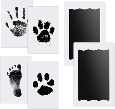 Nabance Baby Handprint Footprint Kit Inkless Print Pads 2 Cards 4 Imprints