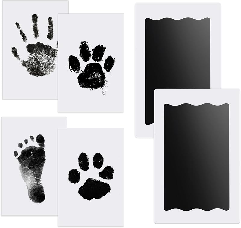 Nabance Baby Handprint Footprint Kit Inkless Print Pads 2 Cards 4 Imprints