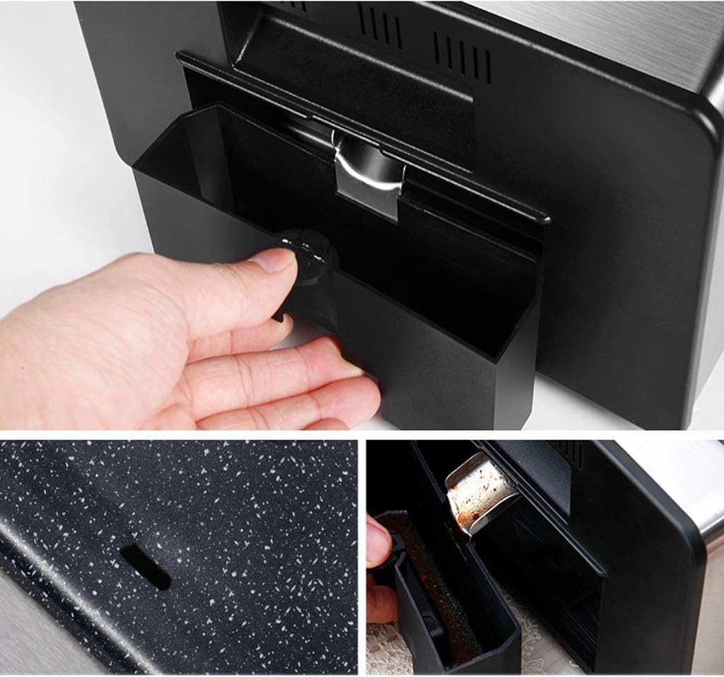 review zaizai Indoor Electric Non-Stick Grill Adjustable Thermostat,Automatic Rotating Skewers,Intelligent Constant Temperature, 3D Surround Heating,1600W High Power Black