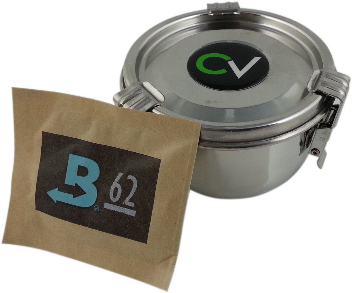 CVAULT Stainless Steel Airtight Storage Humidity Container in Small w/Humidity Pack