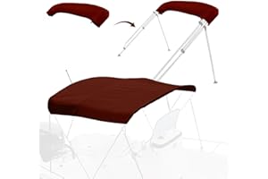 Mionovity 3 Bow Bimini Top Replacement Canvas with Light Hole & Storage Boot, Heavy Duty Waterproof 900D Durable Marine Sun Shade Bimini Top Canvas Only Without Frame, 6'L 79"-84"W Burgundy, No Frame