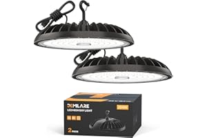 DEMILARE 2 Pack LED High Bay Light 200W 30000 lm, 5000K UFO High Bay Led Shop Lights ETL Listed US Hook 5' Cable Plug, 800W MH/HPS Eqv. Commercial Lighting for Workshop, Garage, Warehouse 100-277V