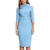 MUXXN Women's 1950s Vintage 3/4 Sleeve Elegant Collar Cocktail Evening Dress