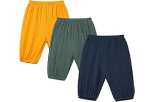 God Sweet 3 Pack Toddler Summer Loose Cotton Gauze Capris Pants