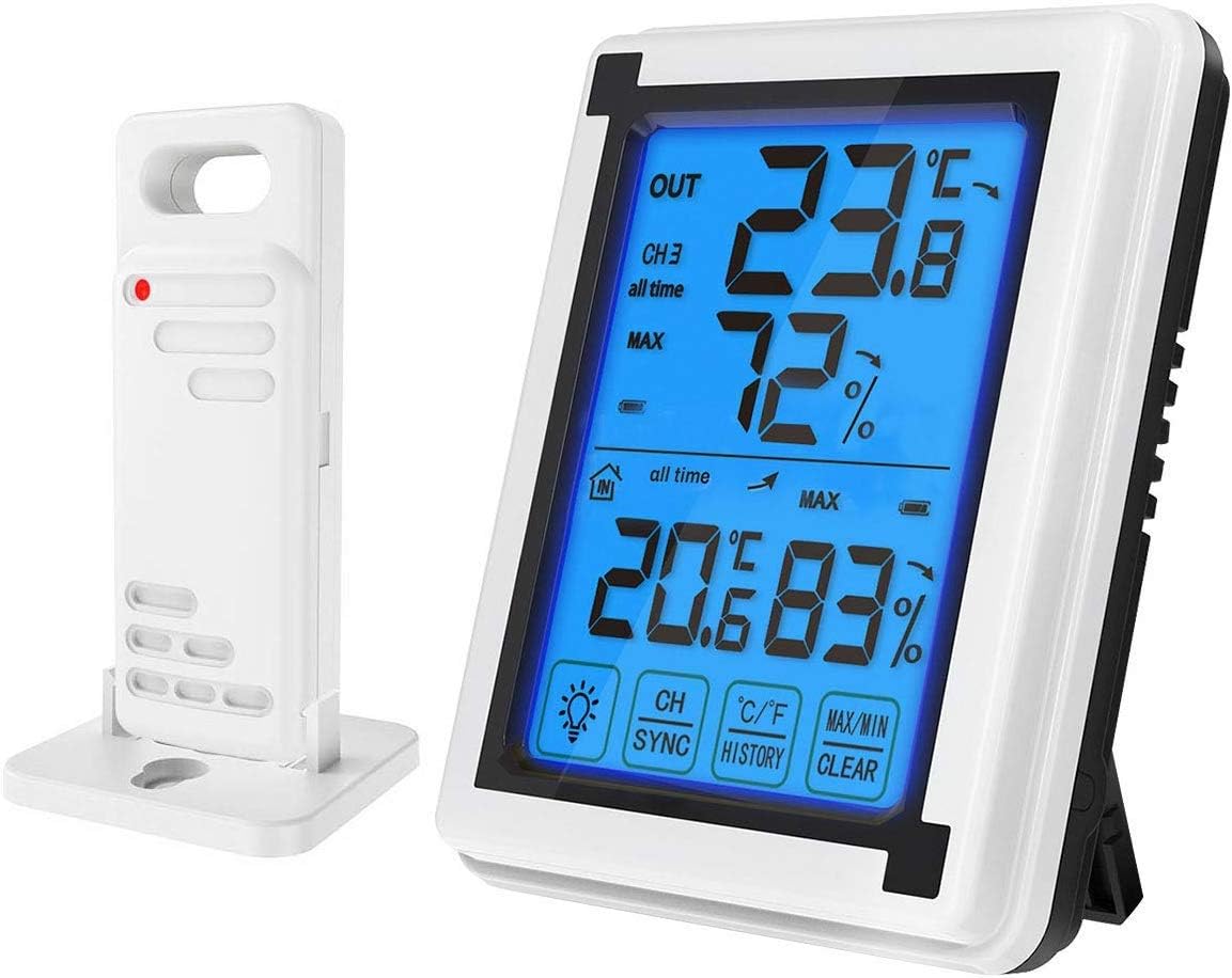 NumberOne Indoor Outdoor Thermometer Humidity Monitor, Wireless