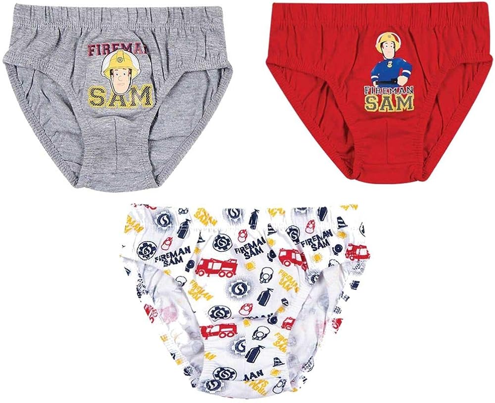 Fireman Sam Underwear Size 2 to 8 Underpants 3 Pack Briefs