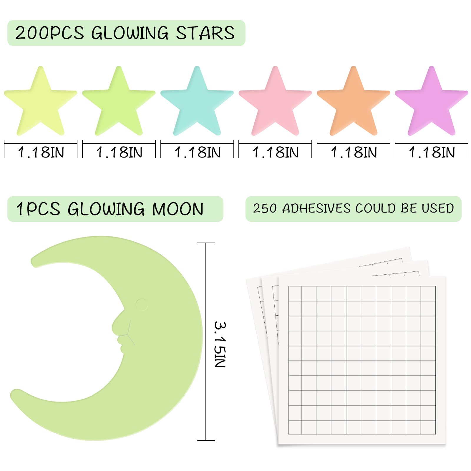 Mua Glow in The Dark Stars for Ceiling, 200 Pcs Colorful Glow in The ...