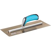 OX Stainless Steel Concrete Plastering Finishing Trowel, 4.75 x 14 Inch | Pro Series design, Masonry &amp; drywall use, Plasterers-grade curved blade, Riveted aluminum shank, Ergonomic non-slip grip
