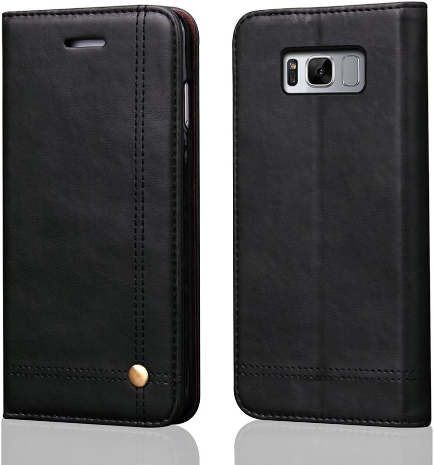 Galaxy S8 Case, Galaxy S8 Wallet Case, [Magnetic Closure] PU Leather Flip Protective Cover with Kick Stand Function Cash/Card Slot Folio Case for Samsung Galaxy S8 - Black
