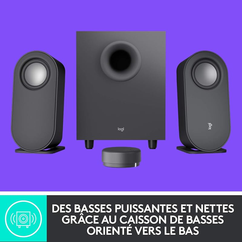 Z407 Haut-parleurs Bluetooth pour Ordinateur avec Caisson de Basses et contrôle sans Fil, Son immersif, Audio Premium avec Plusieurs entrées et Haut-parleurs USB - Noir