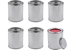 JOYHUATRADE 6 PCS Metal Paint Cans with Lids (1/4 Pint Size), 1/2 Cup Mini Empty Unlined Paint Buckets for Arts and Crafts, DIY Projects, Painting
