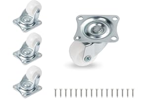 Cofufu 1" Low Profile Caster Wheels Set of 4, No Noise Casters for Furniture with Polyurethane Wheels, Small Rectangle Swivel Caster with 360 Degree Top Plate 22 lbs Weighs Capacity Each Caster