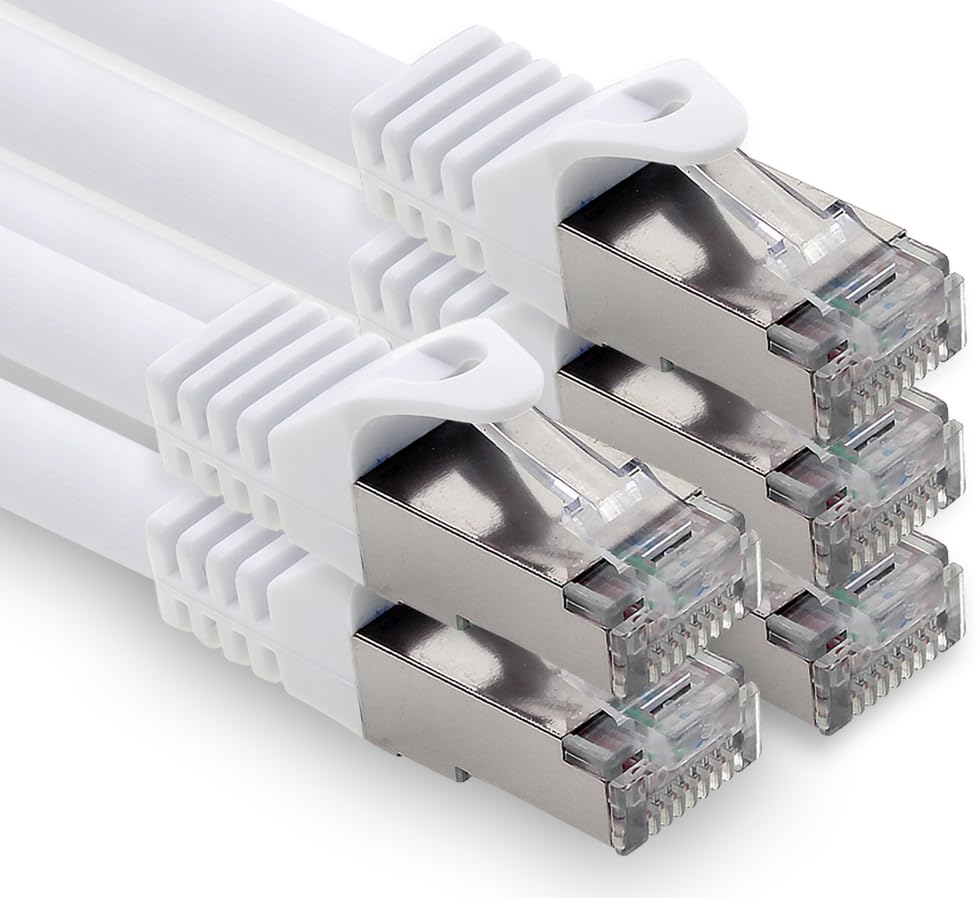 freiwerk 1.5m - white - 5 pieces CAT.7 network cable Lan Ethernet patch cable S-FTP LSZH PIMF 10GB s RJ45 plug Cat6a