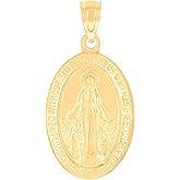 Jewels By Lux 14kt Yellow Gold Womens Oval Virgin Mary Miraculous Medal Religious Charm Pendant