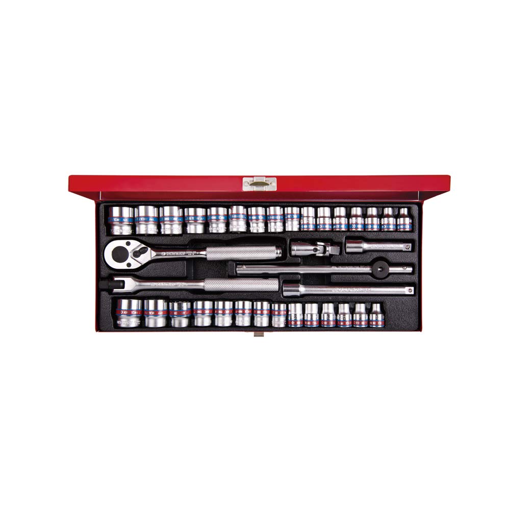 KING TONY 3036CR 12-Points Socket Wrench, 3/8-inch, Set of 36, Silber