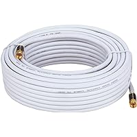 Cables Direct Online 50ft White Quad Shield RG6 Coaxial Cable, F Pin and BNC Extension Wire for Satellite Dish, Cable TV, Ant