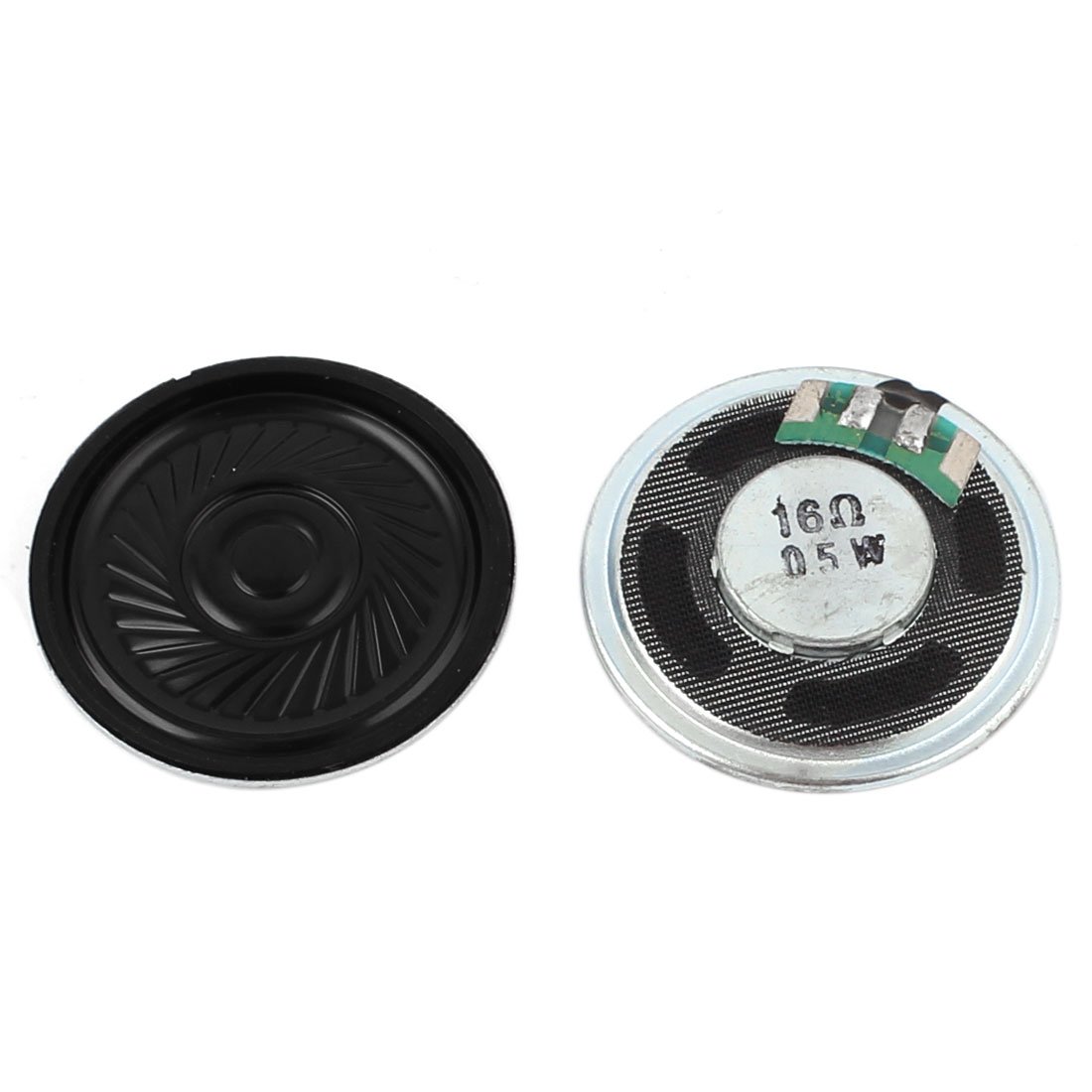 sourcing map 2 Pcs 0.5W 16Ohm 36mm Round Inside Magnet Electronic Speakers Trumpet