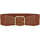JASGOOD Women Elastic Wide Belt Ladies Stretchy Waist Belt with Square Buckle for Dress