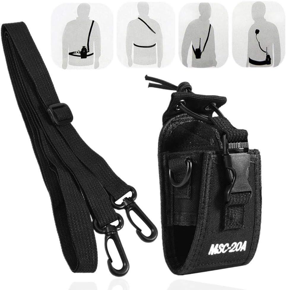 DELMO Radio Case with Strap Black Nylon Pouch Case Bag for Kenwood, Motorola, HYT Two-Way Radio