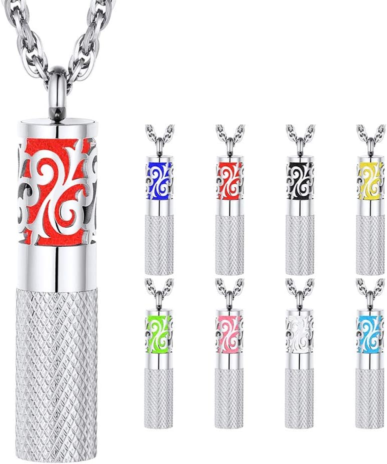 Supcare Can Personalized Essential Oil Necklace with 8 Refilled Pads-Stunning Perfumer Locket Aromatherapy Jewelry Gifts for Men Women (with Gift Package)
