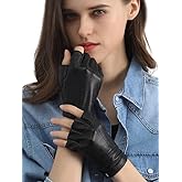 GSG Women Fingerless Leather Gloves - Driving Motorcycle Biker Gloves - Unlined Half Finger