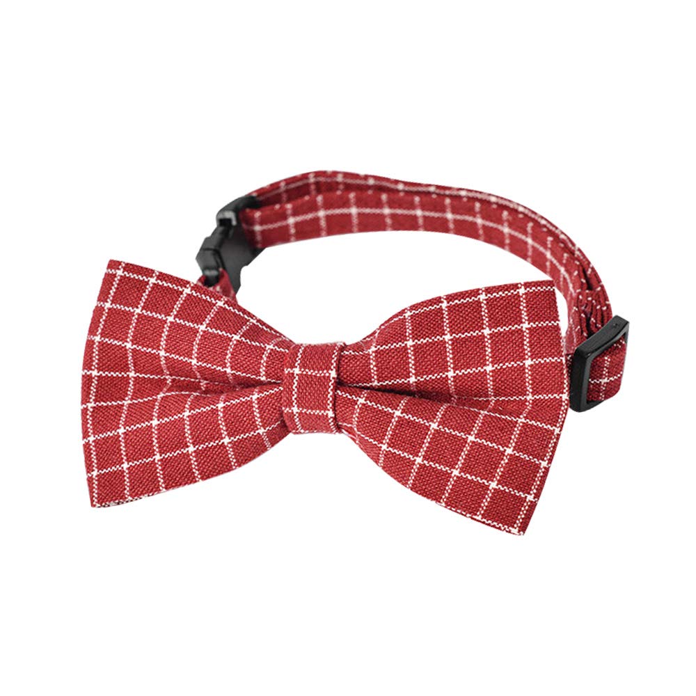 Lichi New Plaid Bow Ties for Dogs Red Bow Tie Cat Collar Adjustable Pet Collars-M