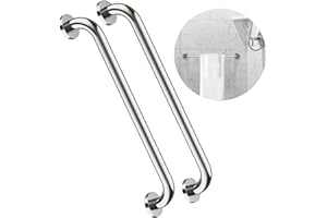 2 Pack 24 Inch Shower Grab Bar, ZUEXT Chrome Stainless Steel Bathroom Grab Bar Handle, Bathroom Shower Balance Bar, Safety Hand Rail Support, Handicap Elderly Senior Assist Bath Handle(1.25" Diameter)