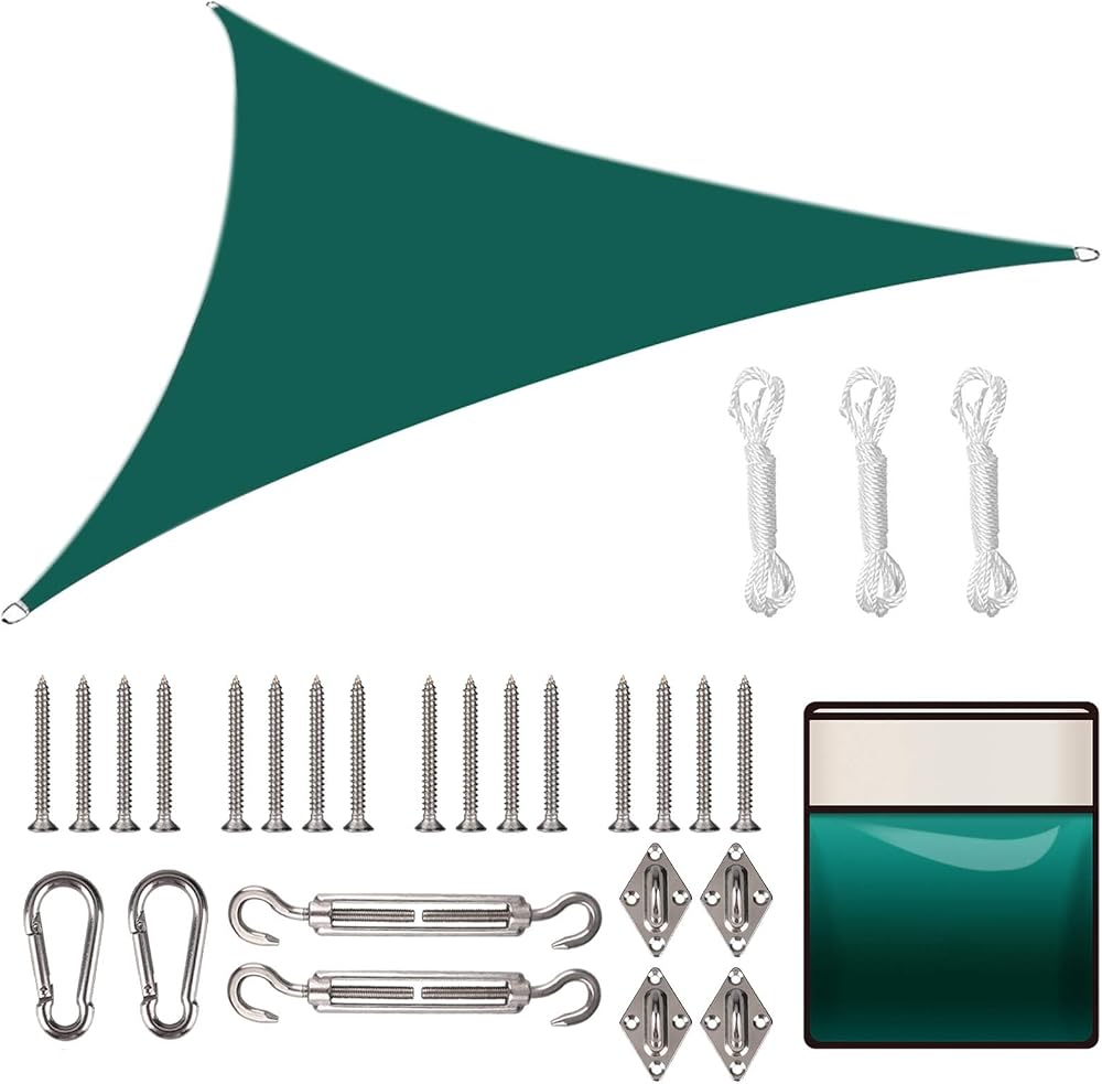 Yeahmart Triangle Sun Shade Sail 5x5x5m with Fixing Kit Green