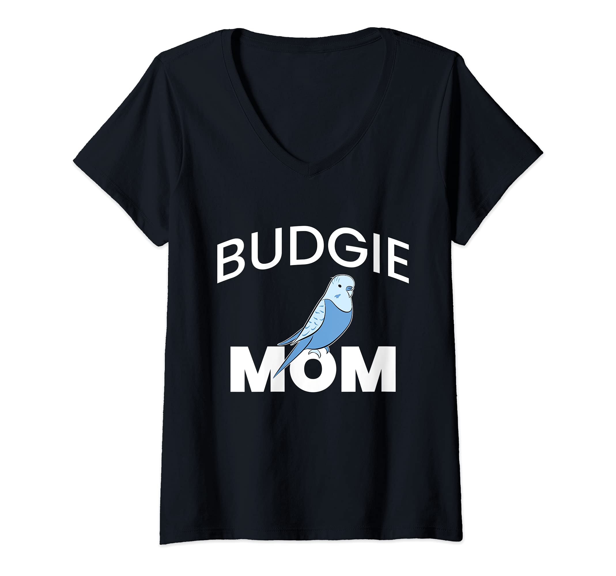 Womens Budgie Mom Budgerigar Bird Parakeet Parrot Pet Animal Lover V-Neck T-Shirt