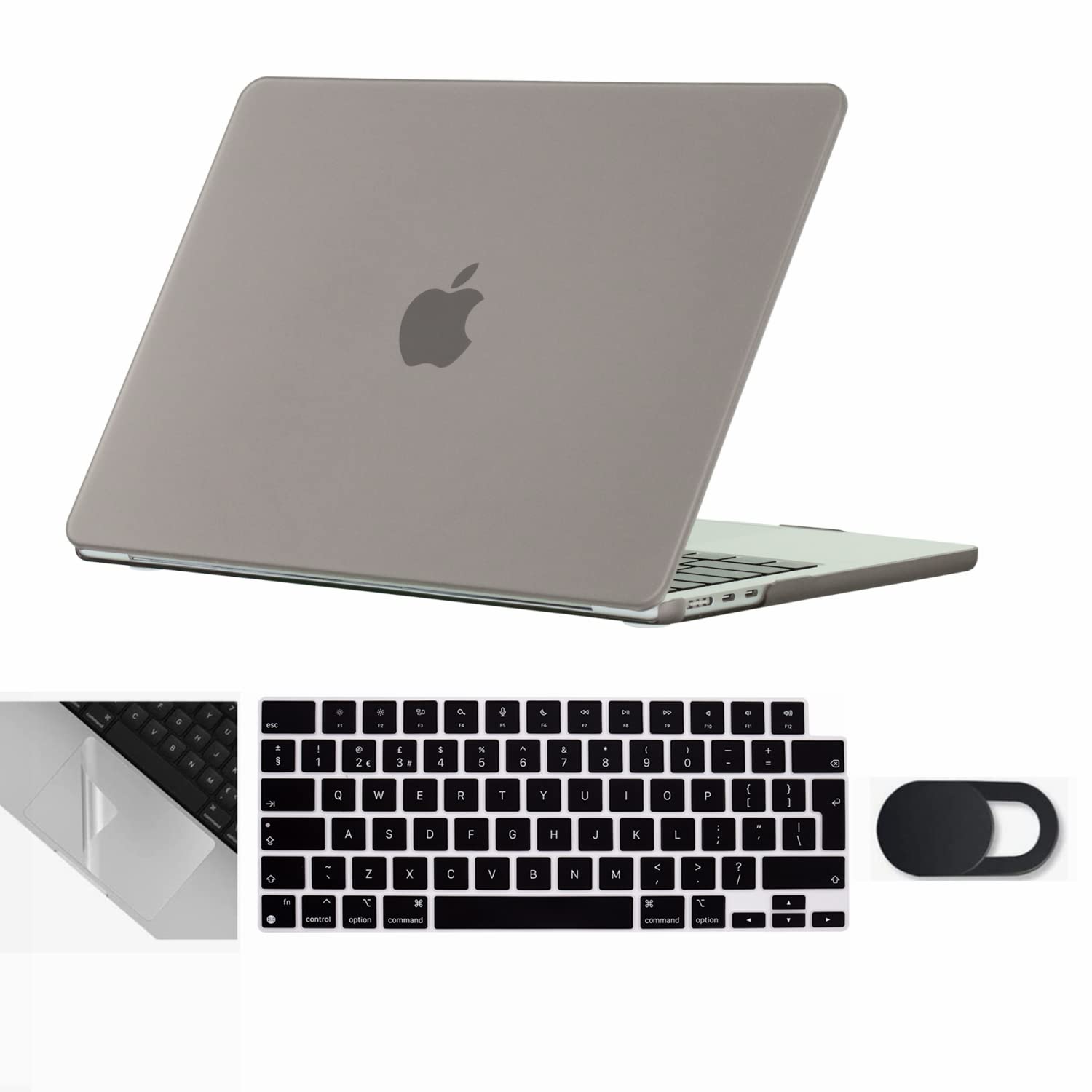 Se7enline Compatible with MacBook Air 13.6 inch Case M4/M3/M2 2022-2025 for Mac Air 13-inch A2681/A3113/A3240 Laptop Hard Shell Case with Keyboard Cover & Webcam Cover & Trackpad Protector,Gray