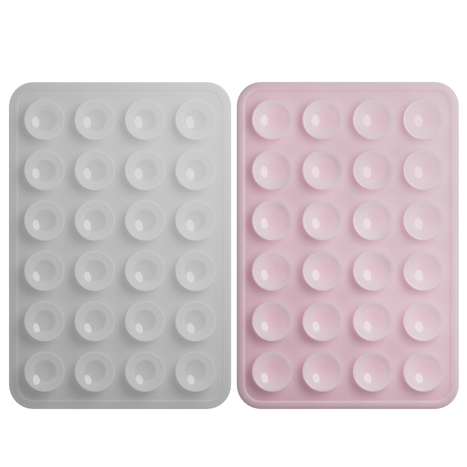 SEMBO Reusable & Restickable Nano Gel Silicone Sticky Suction Phone Grip with Removable Mounting Tape, Hands-Free Phone Accessories Holder for Selfies and Videos(Clear&Pink)
