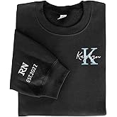 IZI POD Personalized Embroidered for Nurse Black, RN LPN APRN CNA, Embroidered Sweatshirt For Nurse, Nursing Student