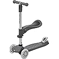 Retrospec Chipmunk Plus Kids’ Kick Scooter 3+ Years - Height Adjustable 3 Wheel Scooters - Learn to Steer, Foldable Seat, LED Lights, & No-Slip Deck