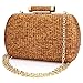 YYW Straw Purse for Women Hand-Woved Evening Handbag Party Wedding Summer Beach Bag Wicker clutch (Gold)