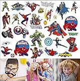 Party Favor Super Hero Party Supplies for Girls and Boys,150 Temporary Tattoos Superman,Spiderman,Batman,Green Lantern,The Flash,Ninja Turtle etc,Super Hero