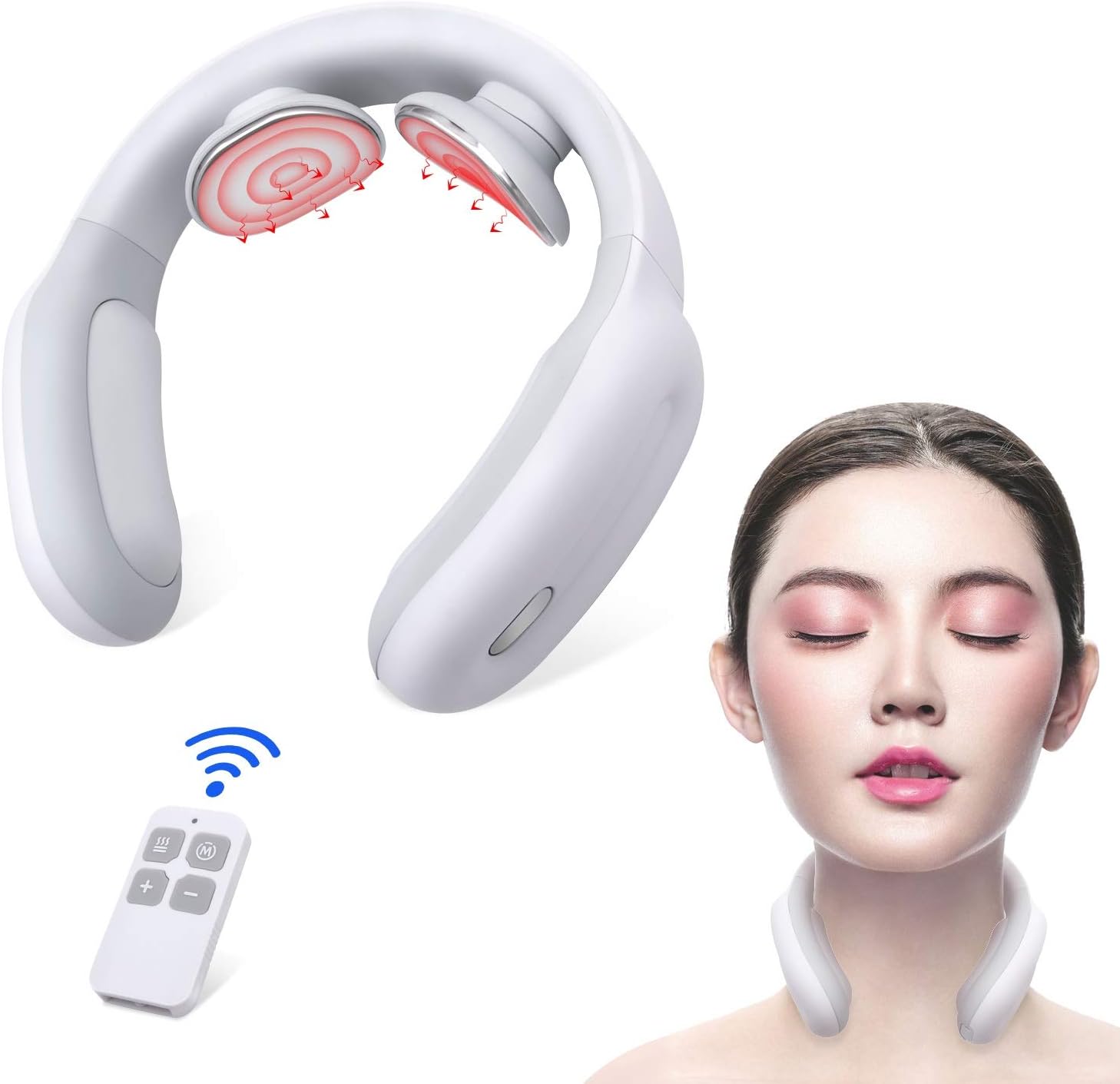 【2020 New】Neck Massager with Heat,Cordless Electric Neck Massage 3 Modes 15 Levels