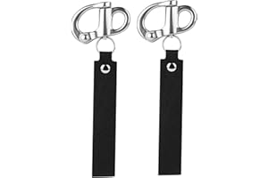 TJHypenete 2 pcs Firefighter Quick Release Shackle with Leather Handle Lanyard, Mask Quick Release Clip, Stainless Steel Mult