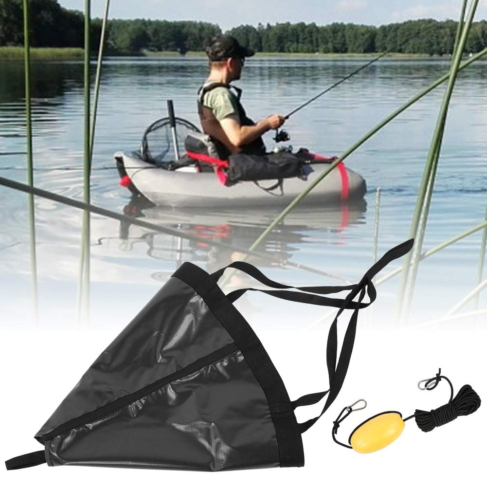EIMSOAH Kayak Drift Anchor, Drift Sock Sea Anchor Drogue, 42 Inch Sock Anchor Sea Boat Anchor Drogue Tow Rope Harness Kit for River Ocean Anchoring Trolling Bag (Black)