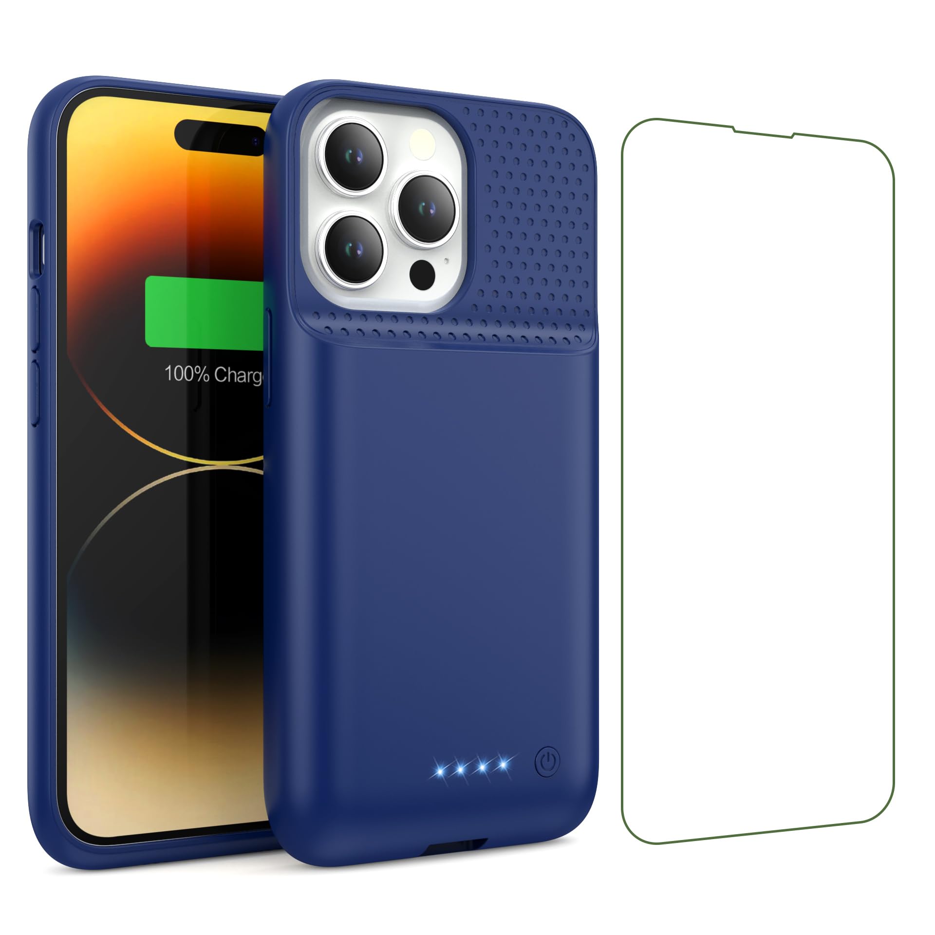 Yacikos Battery Case for iPhone 13/13Pro/14,7500mah Ultra-Slim Protective Charging Case,Portable Rechargeable Expandable Battery Charger-Blue