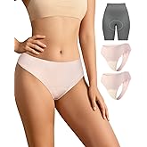 HAPUSS 2-Pack Seamless Thongs for Women Cotton Underwear No Show Panty Liners Workout G-String Thongs Pink S