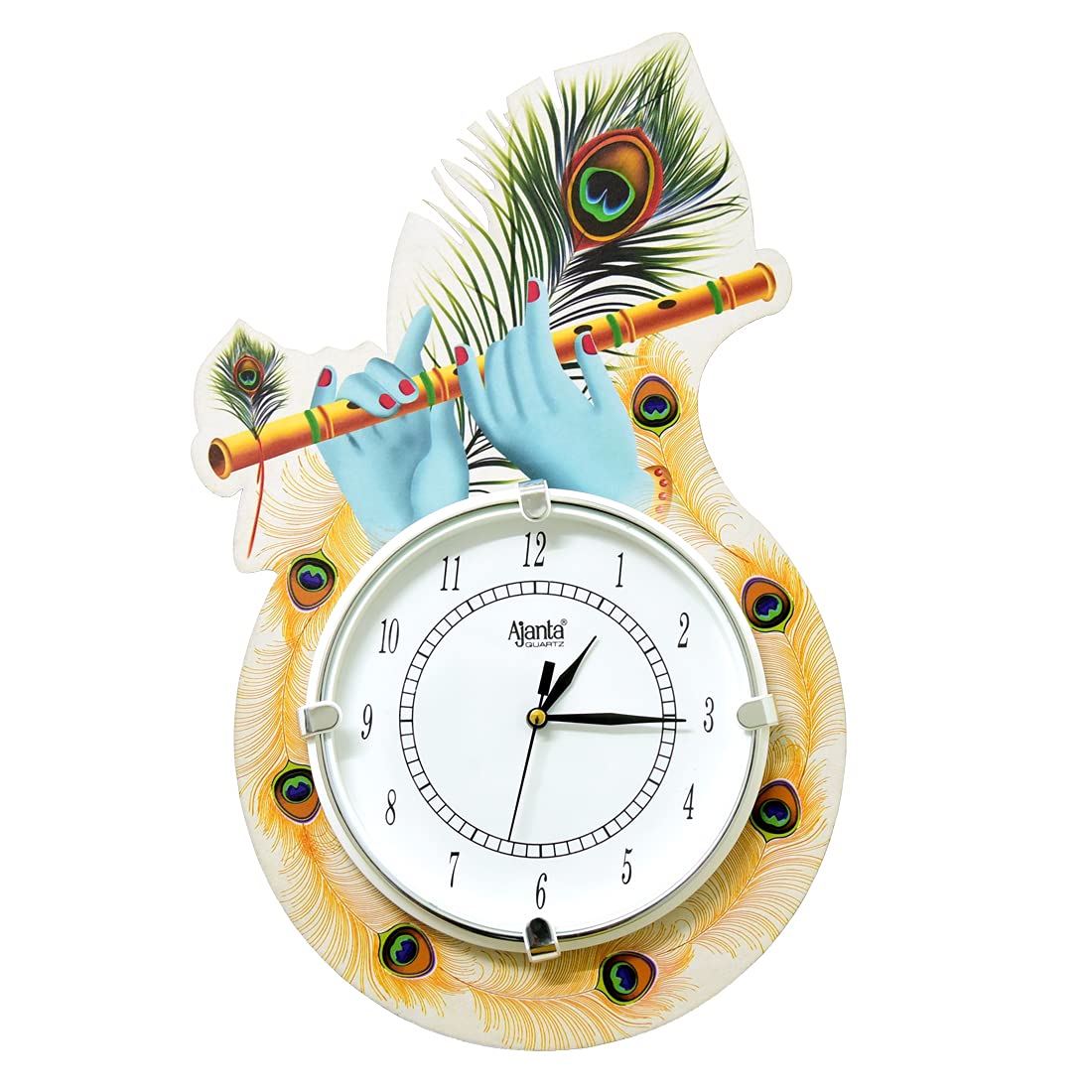 Buy Town Crafts Ajanta Wooden Krishna Wall Clock for Home Study Living