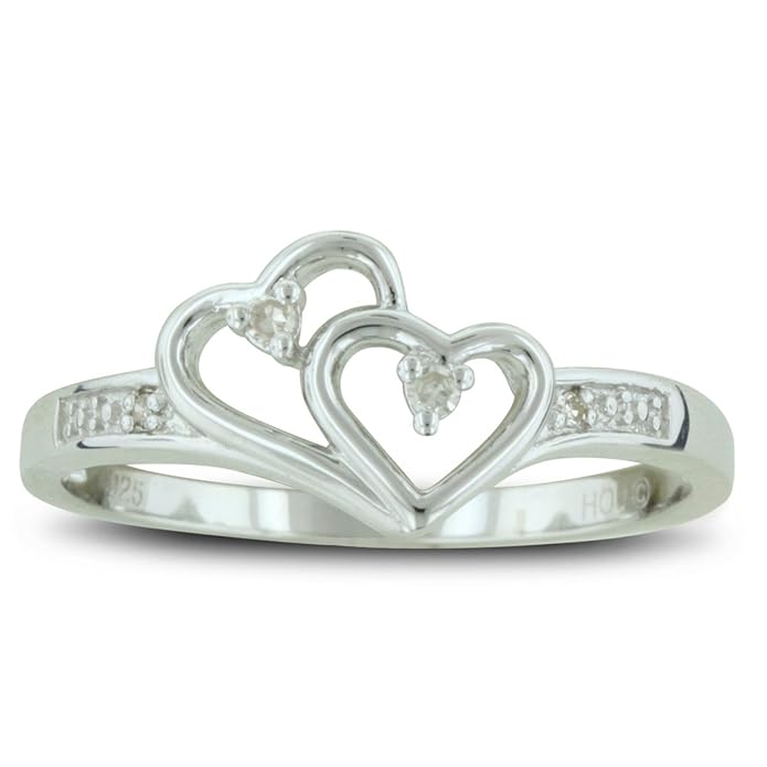Double Heart Diamond Promise Ring, Availabe Ring Sizes 410