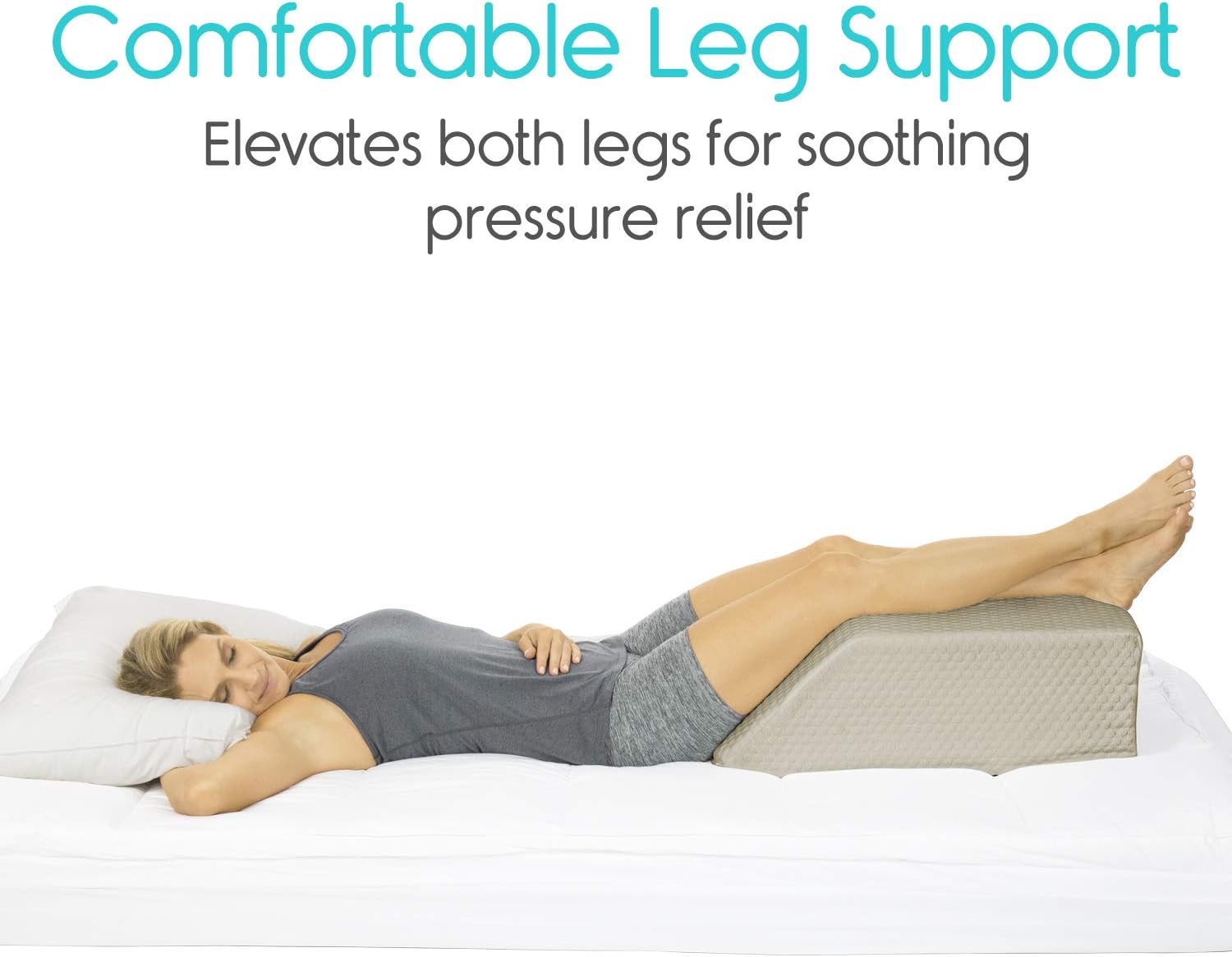 Xtra-Comfort Leg Elevation Pillow - Wedge Elevator Support Cushion for Sleeping, Swelling - Elevated Prop Up Position, Back Pain, Foot Rest, Sciatica - Knee Elevating Incline Memory Foam (Brown): Home & Kitchen