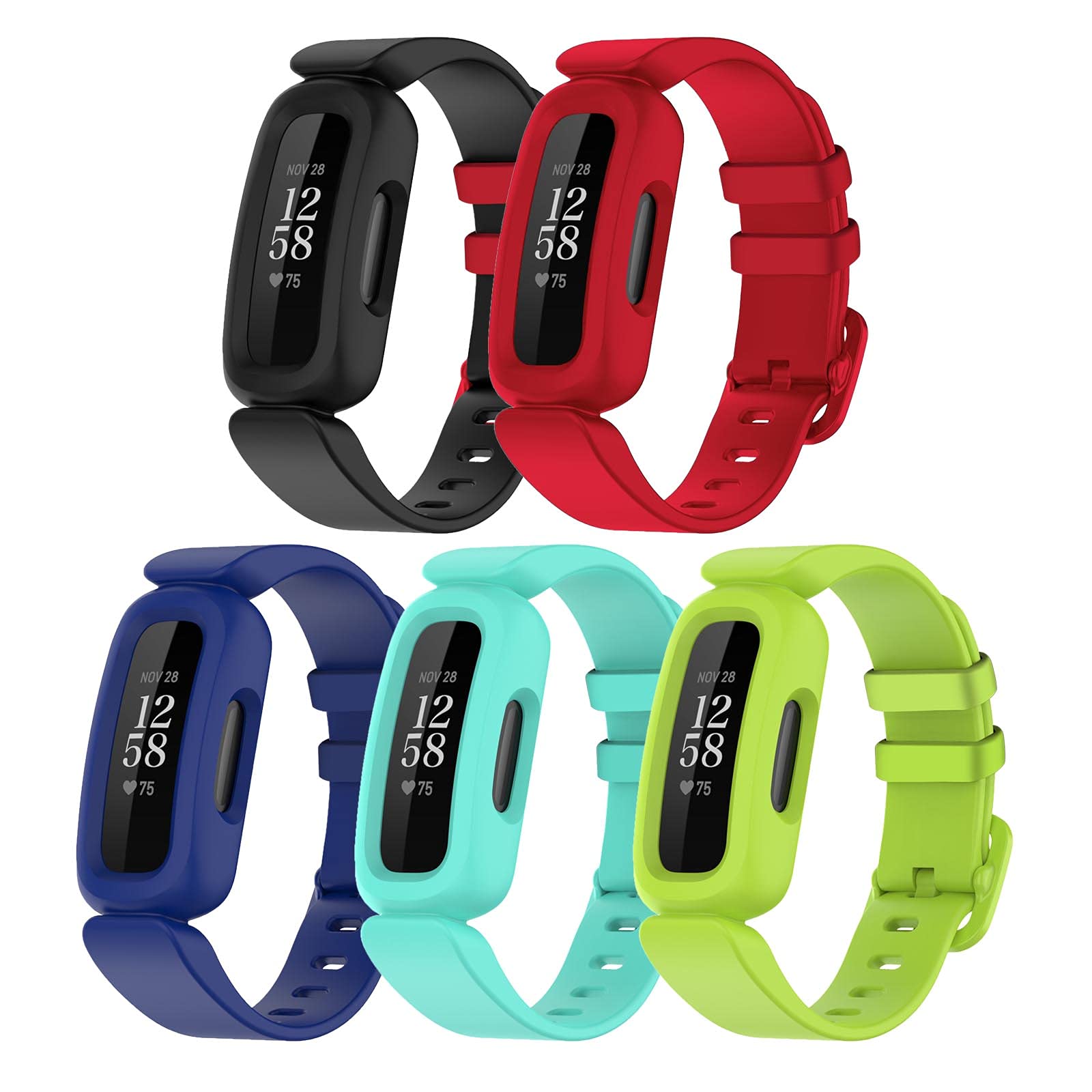 TopPerfekt Straps Compatible with Fitbit Ace 3 for Kids, Soft Silicone Waterproof Bracelet Accessories Sports Watch Strap Replacement for Fitbit Inspire 2/Ace 3 Boys Girls ([5-pack]-1)