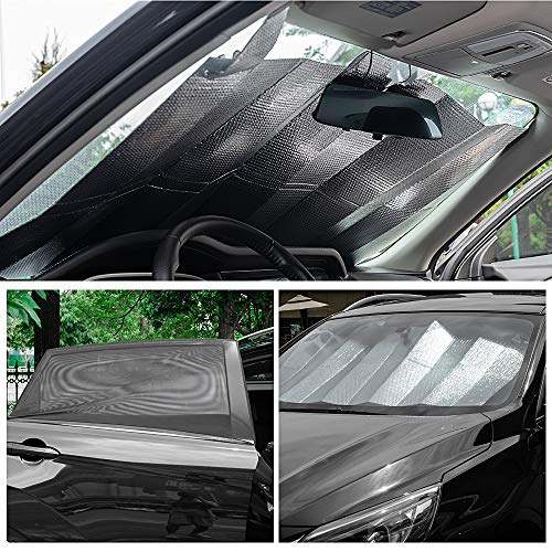 OneAmg Sonnenschutz Auto Baby + Auto Sonnenschutz Frontscheibe, Selbsthaftende Sonnenblenden für Kinder Autosonnenblende mit UV Schutz (2er Set), Sonnenblende Windschutzscheibe Sonnenblende Faltbare