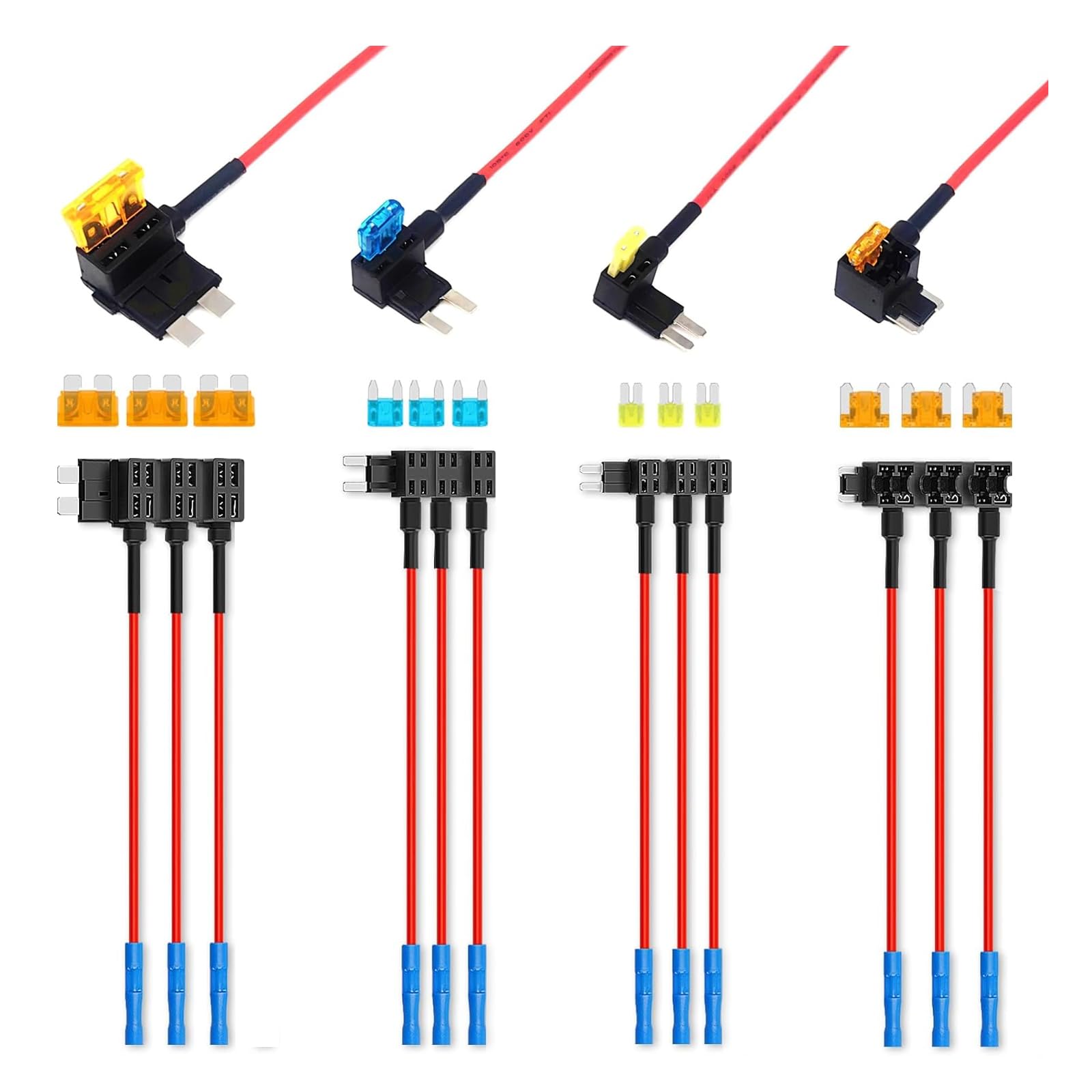 Photo 1 of 12 Pack 4 Types Fuse Tap Automotive 12V?Car Add-a-Circuit ?Standard Mini Micro2 and Low Profile Mini Fuse Holder?ATO ATC ATM APM Fuses Adapter Jumper for Cars Trucks Boats