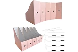 ANSSDO Lot de 12 porte-revues en carton de qualité supérieure - Pour magazines, magazines, fichiers et magazines - Rose