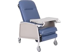 PROHEAL 3 Position Geri Chair - Blue Medical Recliner Chairs for Elderly with Meal Tray for Home and Hospital - 250 Pound Weight Capacity - Reclining Medical Chair for TV, Relaxation, Food