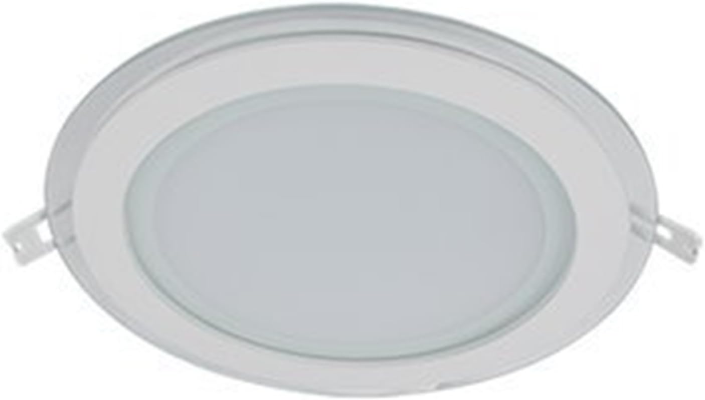 Warm White LED Recessed Panel Light Glass Round Recessed Ceiling Light Includes Transformer 18 W 2700 K 950 lm in White/Black [Energy Class A]